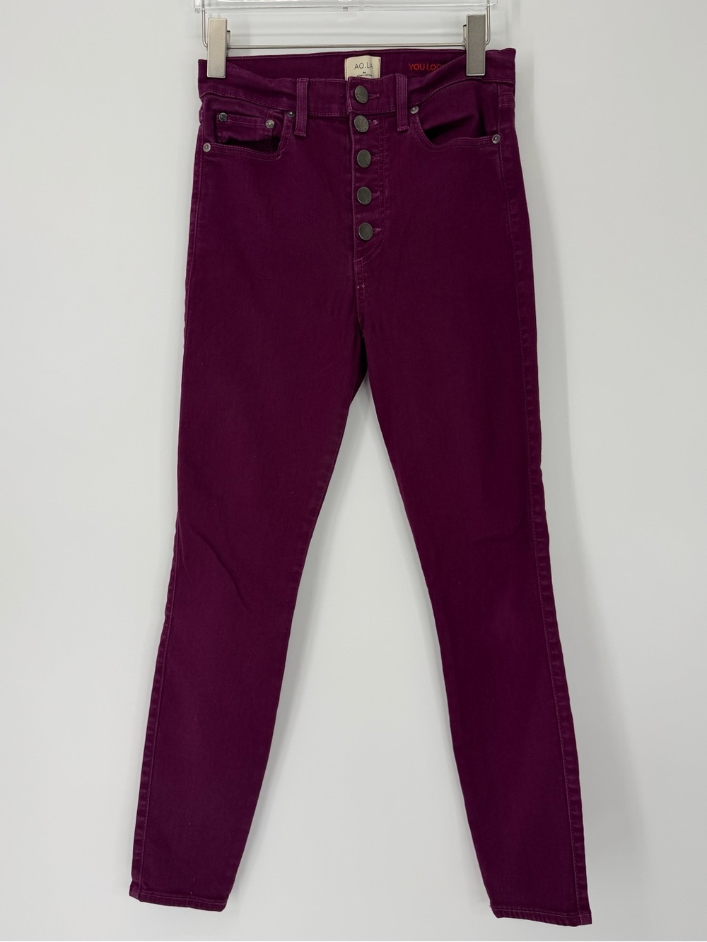 AO•LA by Alice + Olivia High-Rise Skinny Jeans in Plum, Size 28